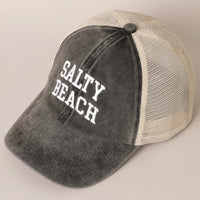 Salty Beach (Charcoal) Embroidered Mesh-Back Hat