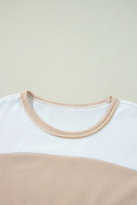 Multicolour Colorblock Patchwork Side Split Tunic T Shirt