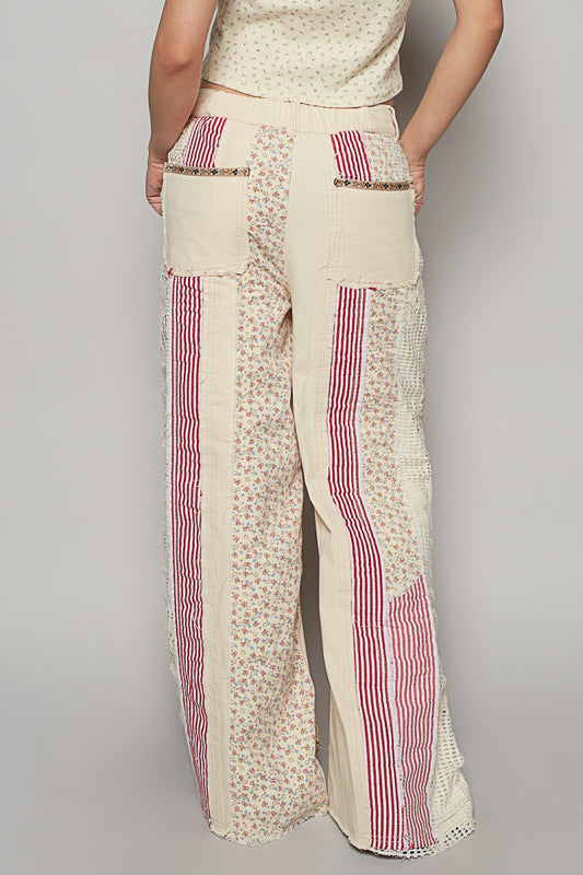 Boho Wild Child Denim & Linen Patchwork Pants