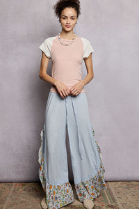 Rose/Ivory Soft Ribbed Top w/Raglan Short Sleeves