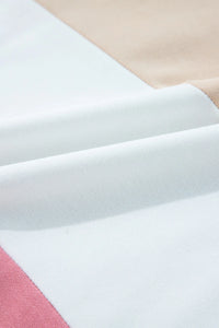 Multicolour Colorblock Patchwork Side Split Tunic T Shirt