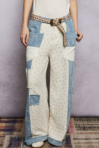 Dilly Dally Denim & Linen Patchwork Pants