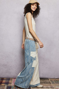 Dilly Dally Denim & Linen Patchwork Pants