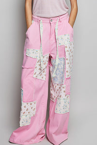 Pink Lemonade Denim Linen Patchwork Pants