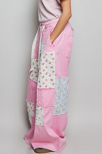 Pink Lemonade Denim Linen Patchwork Pants