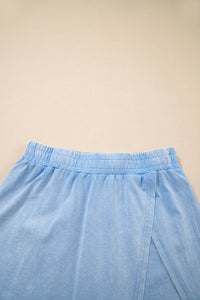 Myosotis 2 Pieces Mineral Wash Cotton Tank Top Lined Split Skirt Set