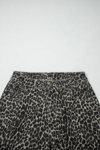 High-Rise Black Leopard Print Barrel Jeans