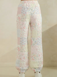 Floral Textured Quilted-Print Lounge Pants with Pockets