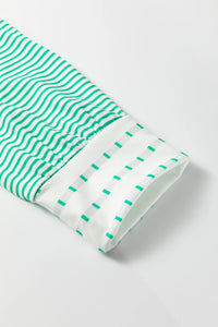Green Stripe Raglan Patchwork Long Sleeve Tee