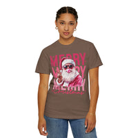 Pink Merry Christmas Bubblegum Santa - Comfort Colors | Trendy Women's T-Shirt. Direct to Garment. Printed & Shipped in the USA. Unisex Sizes.