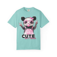 Cute But Feral, Possum in Pink Bibs - Comfort Colors | Trendy Women's T-Shirt. Direct to Garment. Printed & Shipped in the USA. Unisex Sizes.