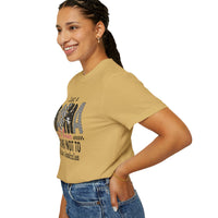 Just a Mama Out Here Trying Not To Raise Assholes - Comfort Colors | Trendy Women's T-Shirt. Direct to Garment. Printed & Shipped in the USA. Unisex Sizes.