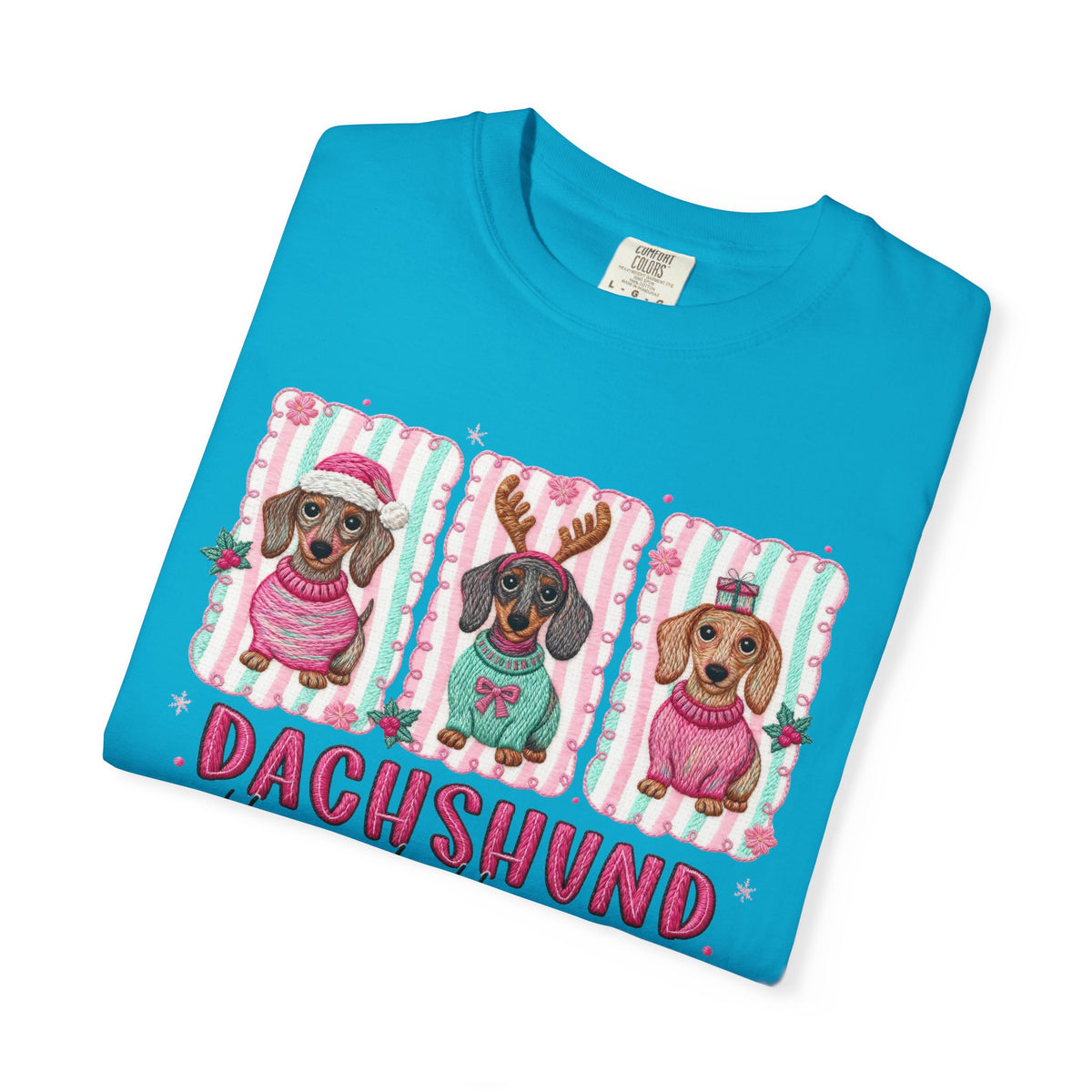 Dachshund Through the Snow - Comfort Colors | Trendy Women's T-Shirt. Direct to Garment. Printed & Shipped in the USA. Unisex Sizes.
