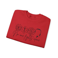 No One Fights Alone, Heroes – Gildan Heavy Blend | Trendy Women’s and Men's Soft Sweatshirt. Direct to Garment. Printed & Shipped in the USA. Unisex Sizes.