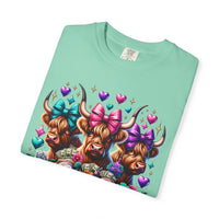 Cute Highland Cows Bingo Squad - Comfort Colors | Trendy Women's T-Shirt. Direct to Garment. Printed & Shipped in the USA. Unisex Sizes.
