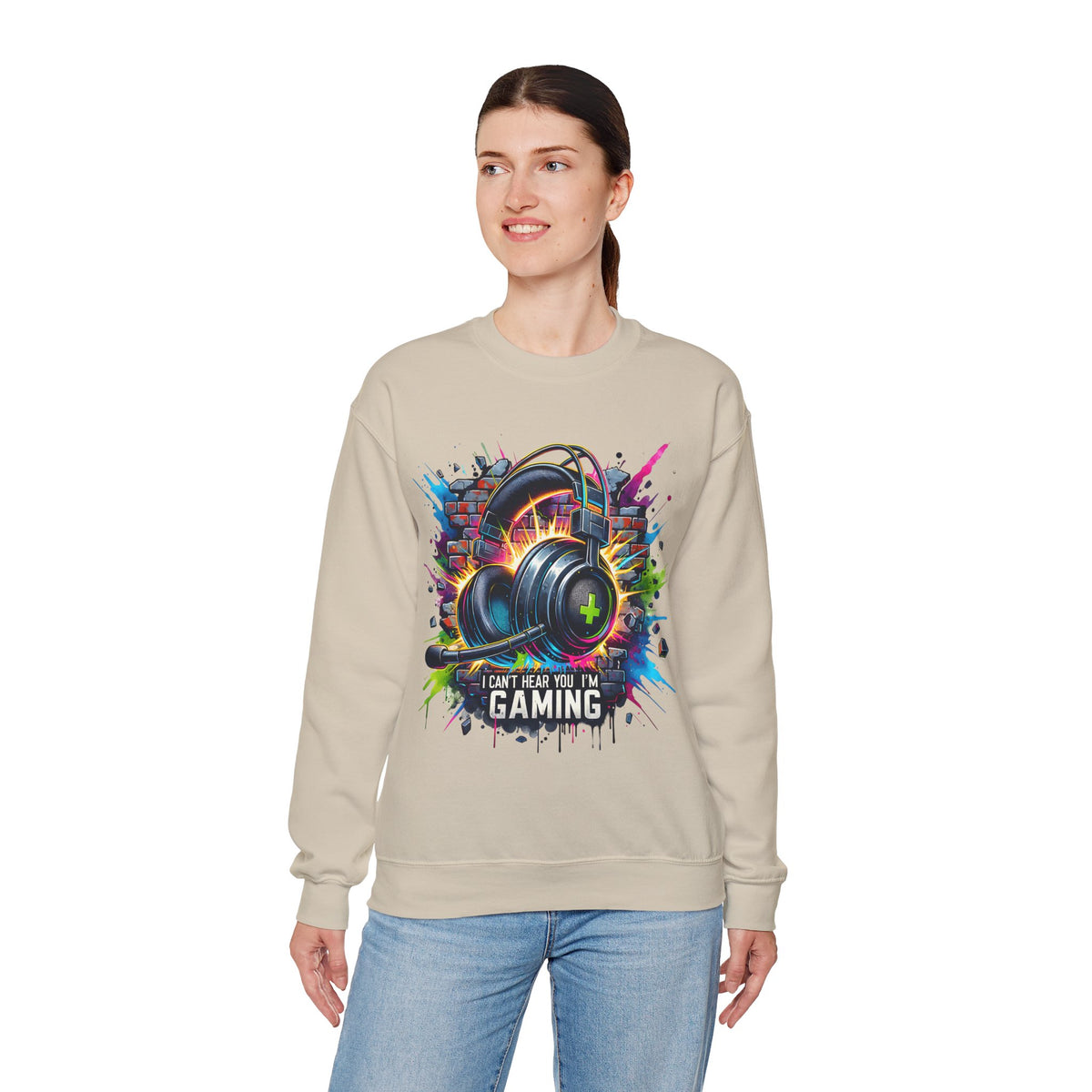 Gaming Headset I Can't Hear You, I'm Gaming – Gildan Heavy Blend | Trendy Women’s and Men's Soft Sweatshirt. Direct to Garment. Printed & Shipped in the USA. Unisex Sizes.