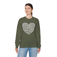 Dog Paw Heart – Gildan Heavy Blend | Trendy Women’s Soft Sweatshirt. Direct to Garment. Printed & Shipped in the USA. Unisex Sizes.