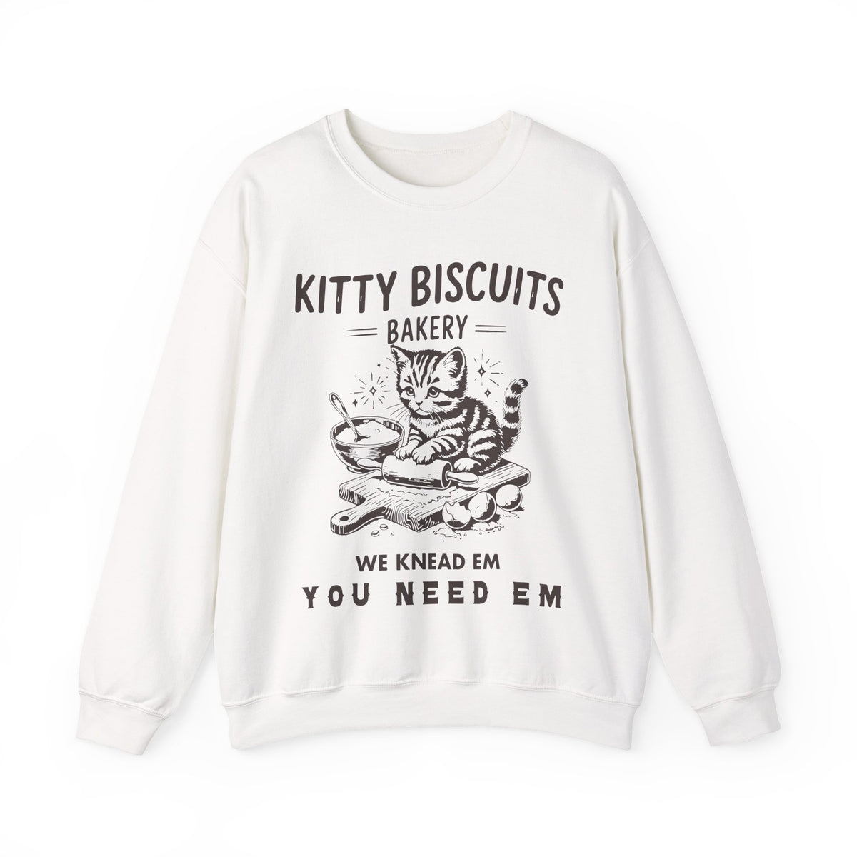 Kitty Biscuits Bakery – Gildan Heavy Blend | Trendy Women’s and Men's Soft Sweatshirt. Direct to Garment. Printed & Shipped in the USA. Unisex Sizes.