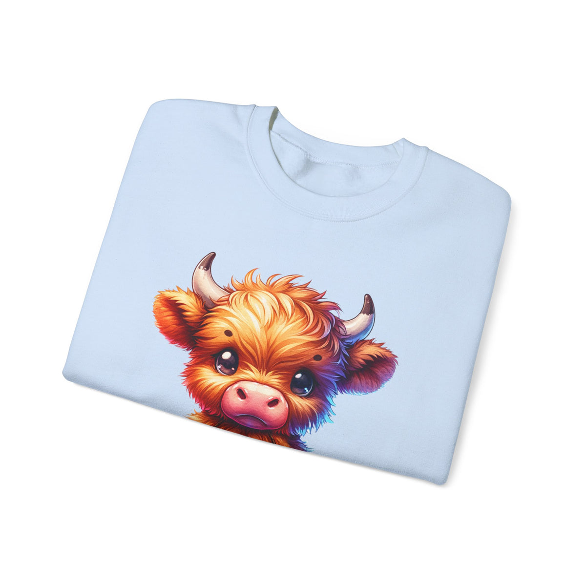 Sugar Addict Highland Cow – Gildan Heavy Blend | Trendy Women’s Soft Sweatshirt. Direct to Garment. Printed & Shipped in the USA. Unisex Sizes.