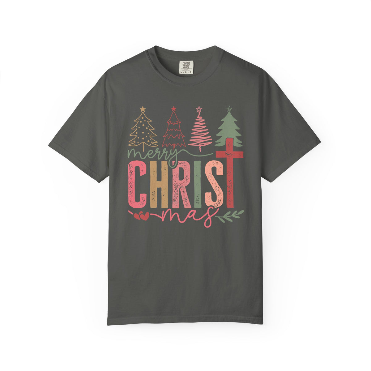 Merry ChrisTmas Christian Faith Graphic - Comfort Colors | Trendy Women's T-Shirt. Direct to Garment. Printed & Shipped in the USA. Unisex Sizes.