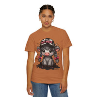 Cute Highland Cow 'Hot Mess' In Braids  - Comfort Colors | Trendy Women's T-Shirt. Direct to Garment. Printed & Shipped in the USA. Unisex Sizes.