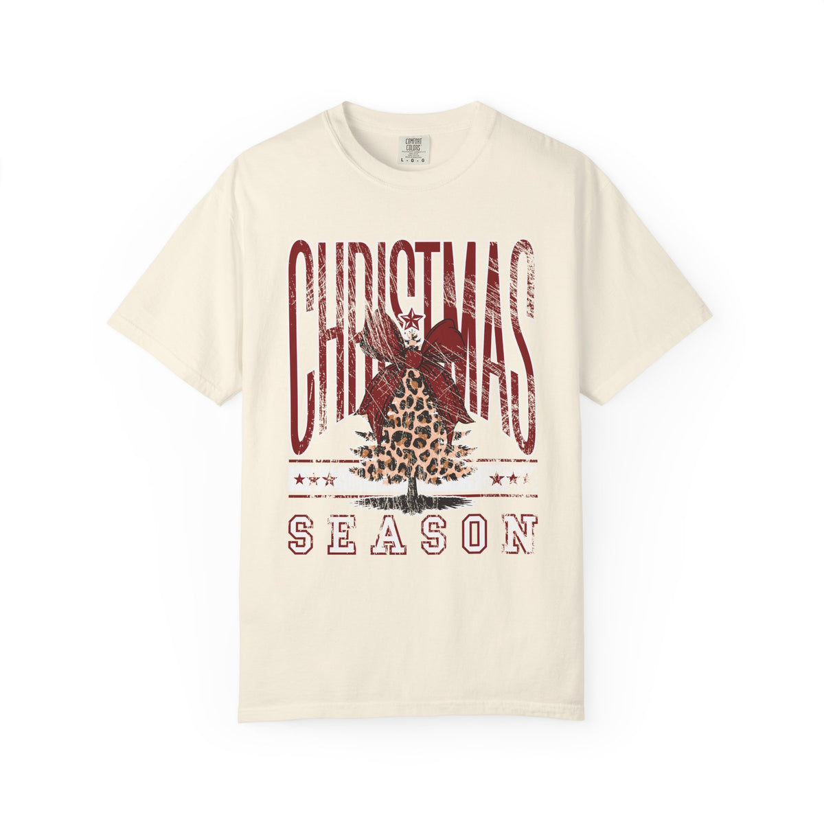 Christmas Season Leopard Tree  - Comfort Colors | Trendy Women's T-Shirt. Direct to Garment. Printed & Shipped in the USA. Unisex Sizes.