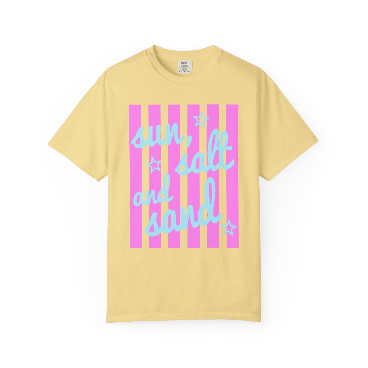 Sun, Salt and Sand - Comfort Colors | Trendy Women's T-Shirt. Direct to Garment. Printed & Shipped in the USA. Unisex Sizes.