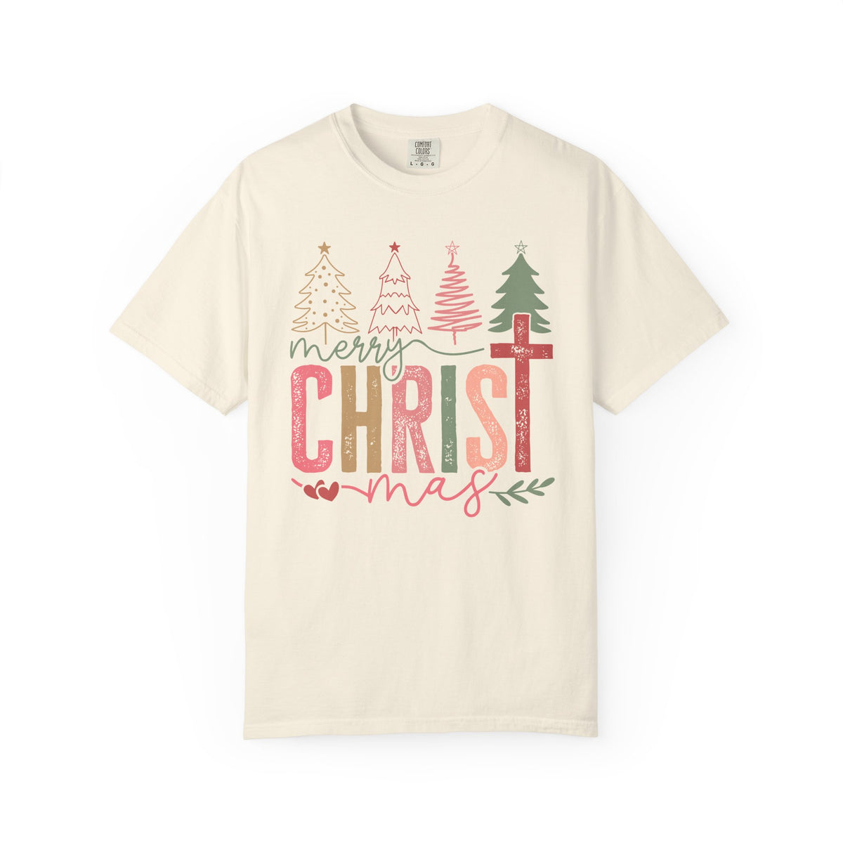 Merry ChrisTmas Christian Faith Graphic - Comfort Colors | Trendy Women's T-Shirt. Direct to Garment. Printed & Shipped in the USA. Unisex Sizes.