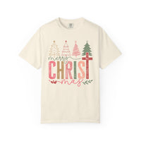 Merry ChrisTmas Christian Faith Graphic - Comfort Colors | Trendy Women's T-Shirt. Direct to Garment. Printed & Shipped in the USA. Unisex Sizes.