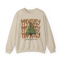 Merry Merry Merry Christmas, Faux Latch Hook Yarn – Gildan Heavy Blend | Trendy Women’s Soft Sweatshirt. Direct to Garment. Printed & Shipped in the USA. Unisex Sizes.