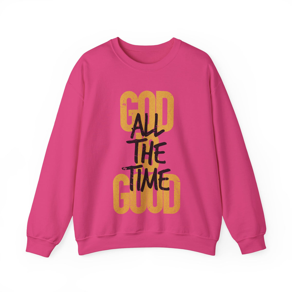 God is Good All The Time – Gildan Heavy Blend | Trendy Women’s and Women's Soft Sweatshirt. Direct to Garment. Printed & Shipped in the USA. Unisex Sizes.