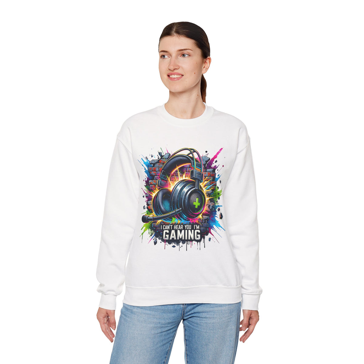 Gaming Headset I Can't Hear You, I'm Gaming – Gildan Heavy Blend | Trendy Women’s and Men's Soft Sweatshirt. Direct to Garment. Printed & Shipped in the USA. Unisex Sizes.