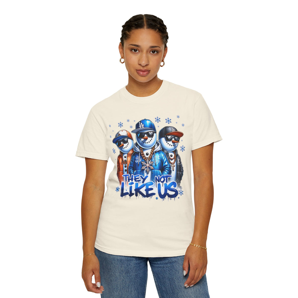 They Not Like Us Snowman - Comfort Colors | Trendy Men's and Women's T-Shirt. Direct to Garment. Printed & Shipped in the USA. Unisex Sizes.