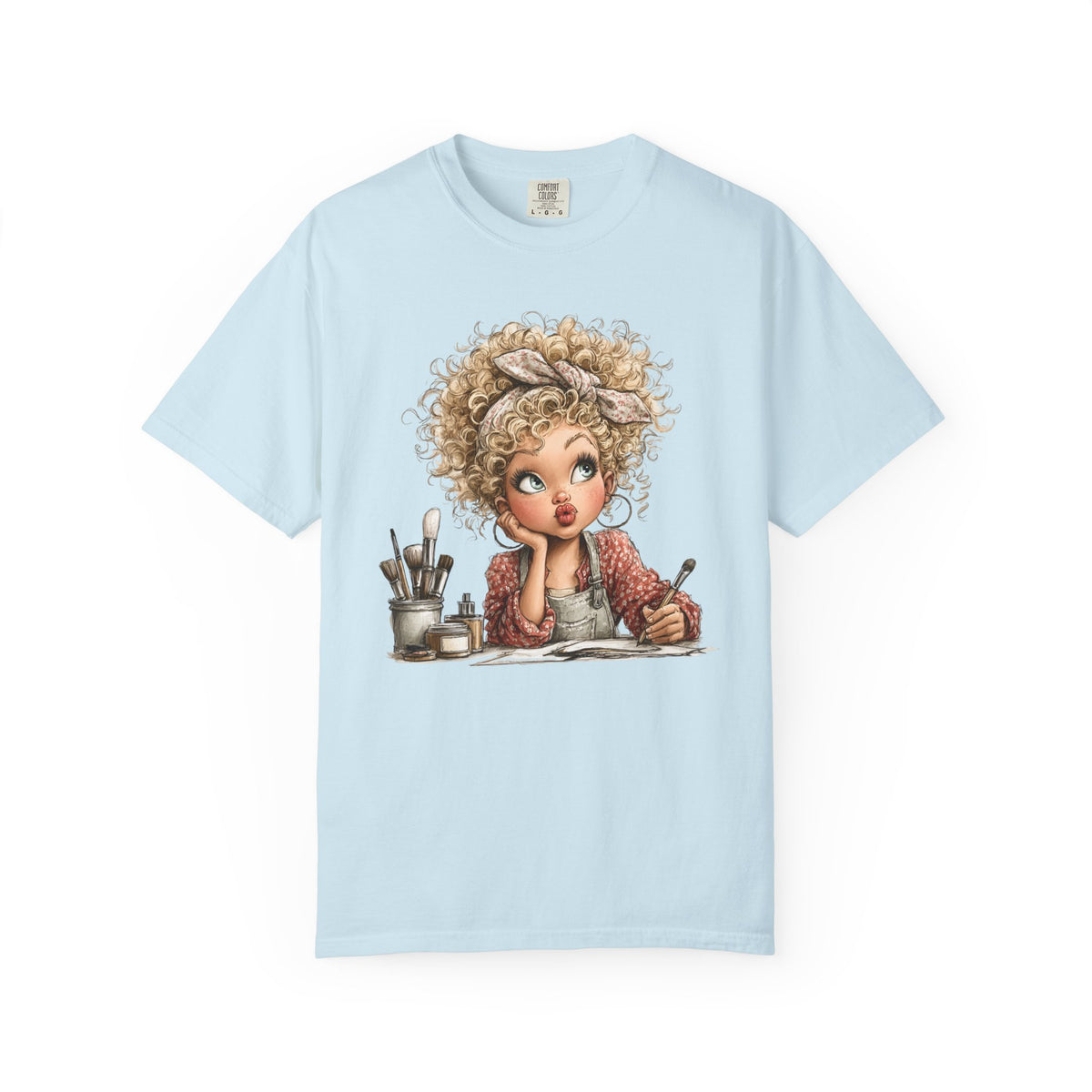 Cute Artist Curly Girl - Comfort Colors | Trendy Women's T-Shirt. Direct to Garment. Printed & Shipped in the USA. Unisex Sizes.