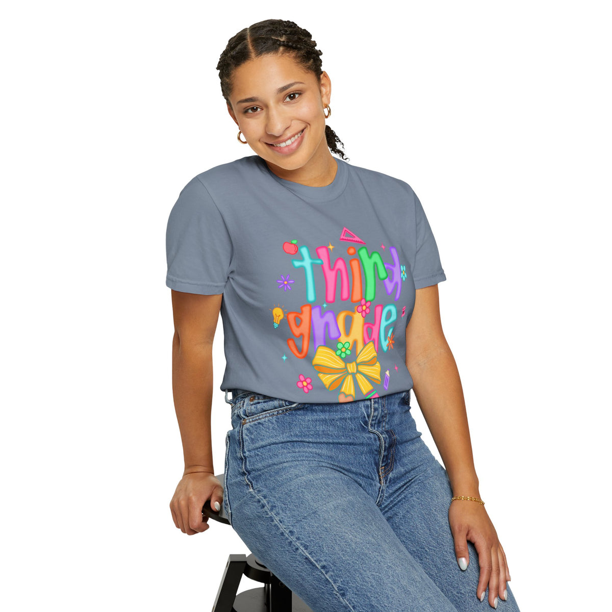 Coquette Third Grade Pencil Bow - Comfort Colors | Trendy Women's T-Shirt. Direct to Garment. Printed & Shipped in the USA. Unisex Sizes.