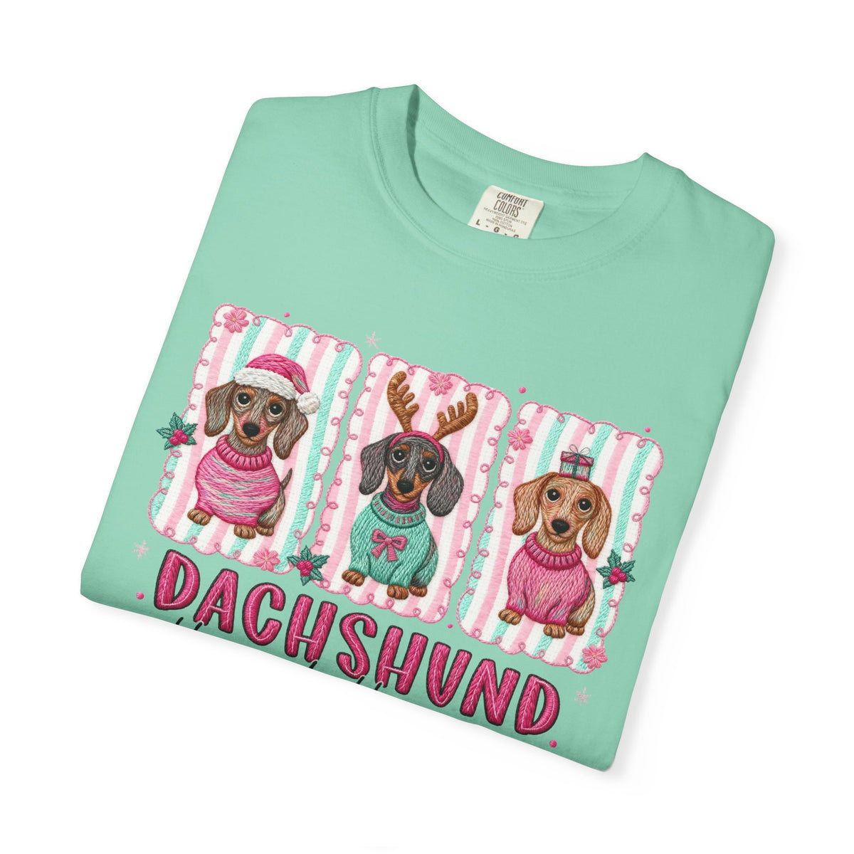 Dachshund Through the Snow - Comfort Colors | Trendy Women's T-Shirt. Direct to Garment. Printed & Shipped in the USA. Unisex Sizes.