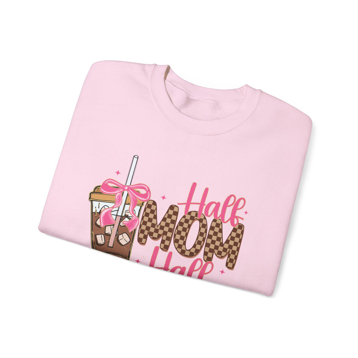 Half Mom Half Coffee, Cute Leopard Print Coffee Design – Gildan Heavy Blend | Trendy Women’s Soft Sweatshirt. Direct to Garment. Printed & Shipped in the USA. Unisex Sizes.