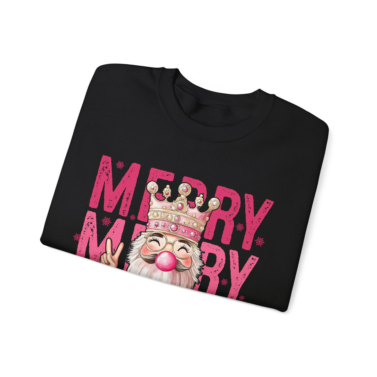Merry Christmas - Cute Pink Bubblegum Nutcracker – Gildan Heavy Blend | Trendy Women’s Soft Sweatshirt. Direct to Garment. Printed & Shipped in the USA. Unisex Sizes.