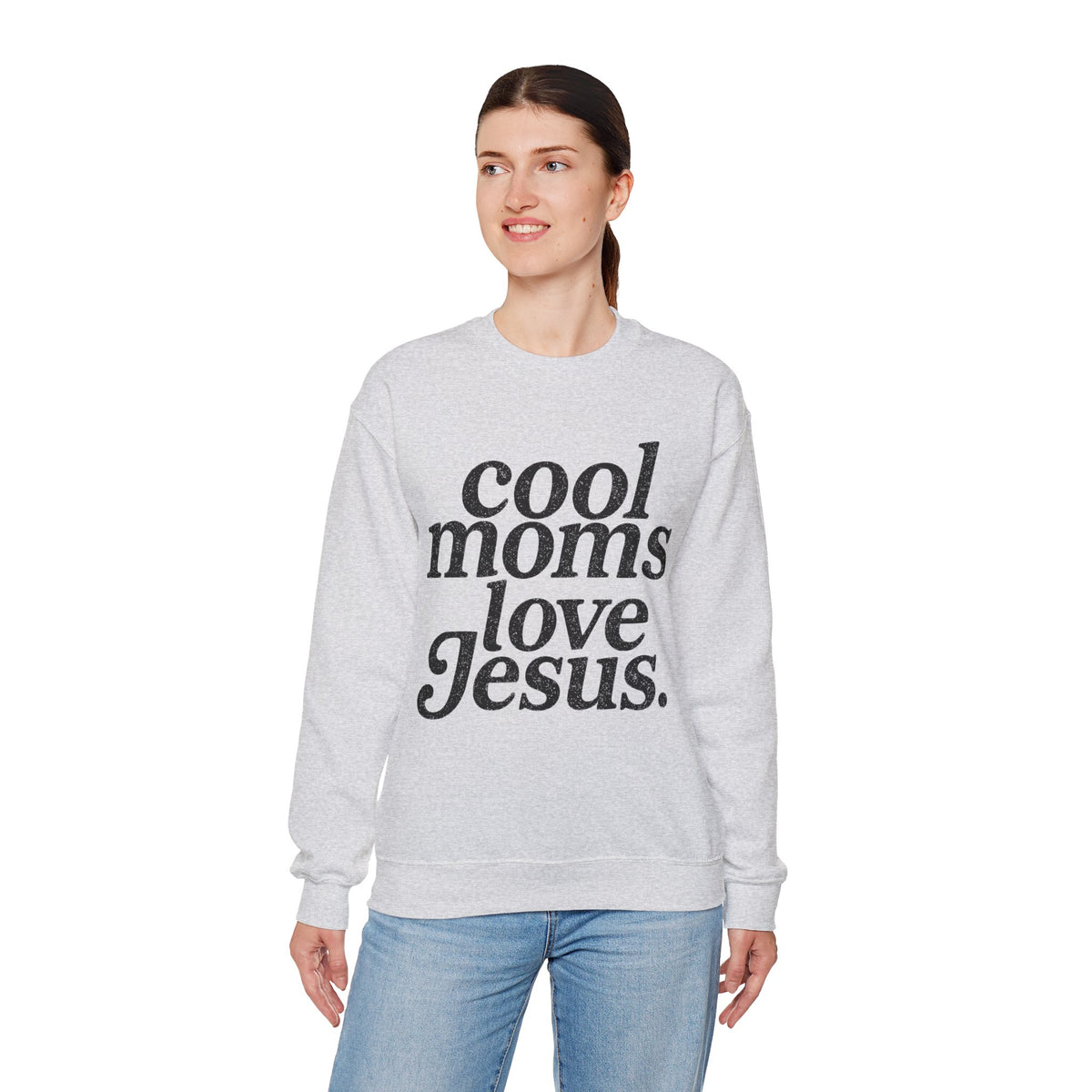Cool Moms Love Jesus, Vintage – Gildan Heavy Blend | Trendy Women’s Soft Sweatshirt. Direct to Garment. Printed & Shipped in the USA. Unisex Sizes.