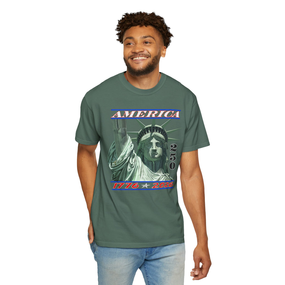 America's 250th Birthday, Statue of Liberty - Comfort Colors | Trendy Men's and Women's T-Shirt. Direct to Garment. Printed & Shipped in the USA. Unisex Sizes.