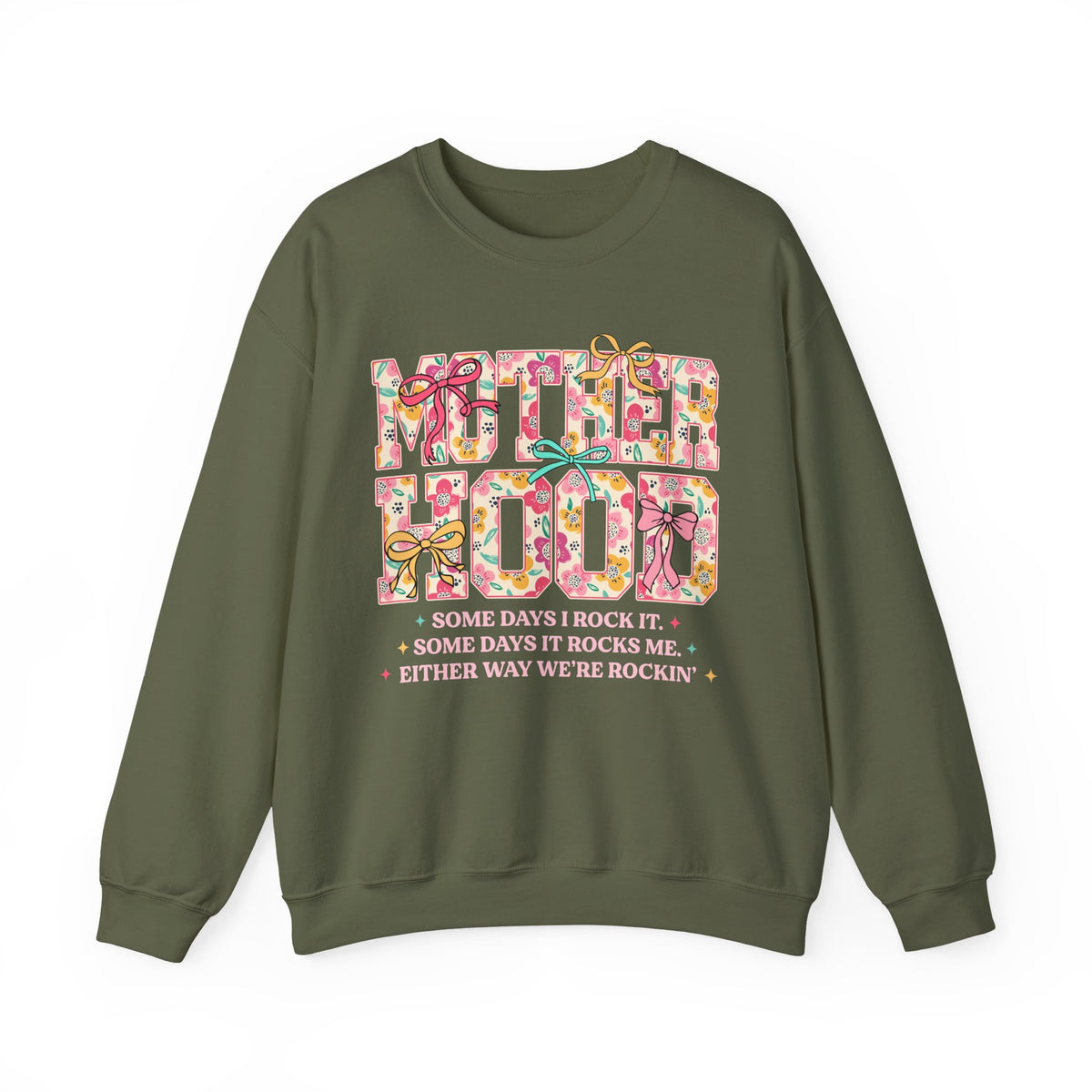 Motherhood – Gildan Heavy Blend | Trendy Women’s Soft Sweatshirt. Direct to Garment. Printed & Shipped in the USA. Unisex Sizes.