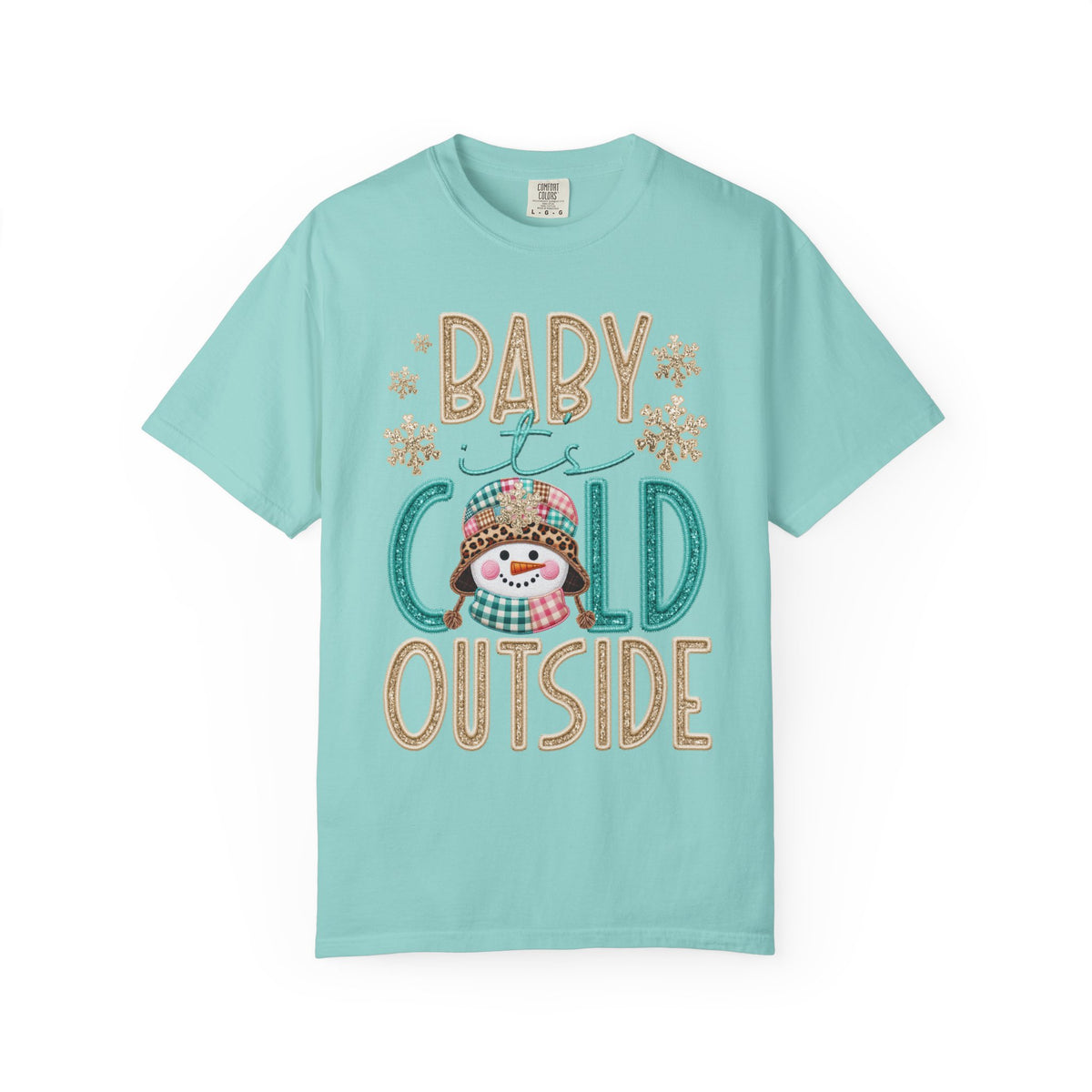 Baby It's Cold Outside Snowman  - Comfort Colors | Trendy Women's T-Shirt. Direct to Garment. Printed & Shipped in the USA. Unisex Sizes.