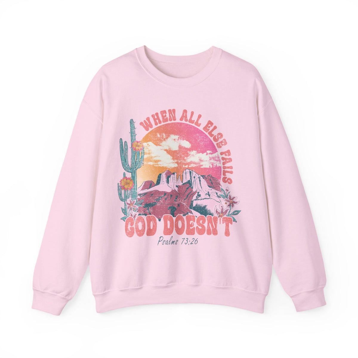 When All Else Fails, God Doesn't, Vintage – Gildan Heavy Blend | Trendy Women’s Soft Sweatshirt. Direct to Garment. Printed & Shipped in the USA. Unisex Sizes.