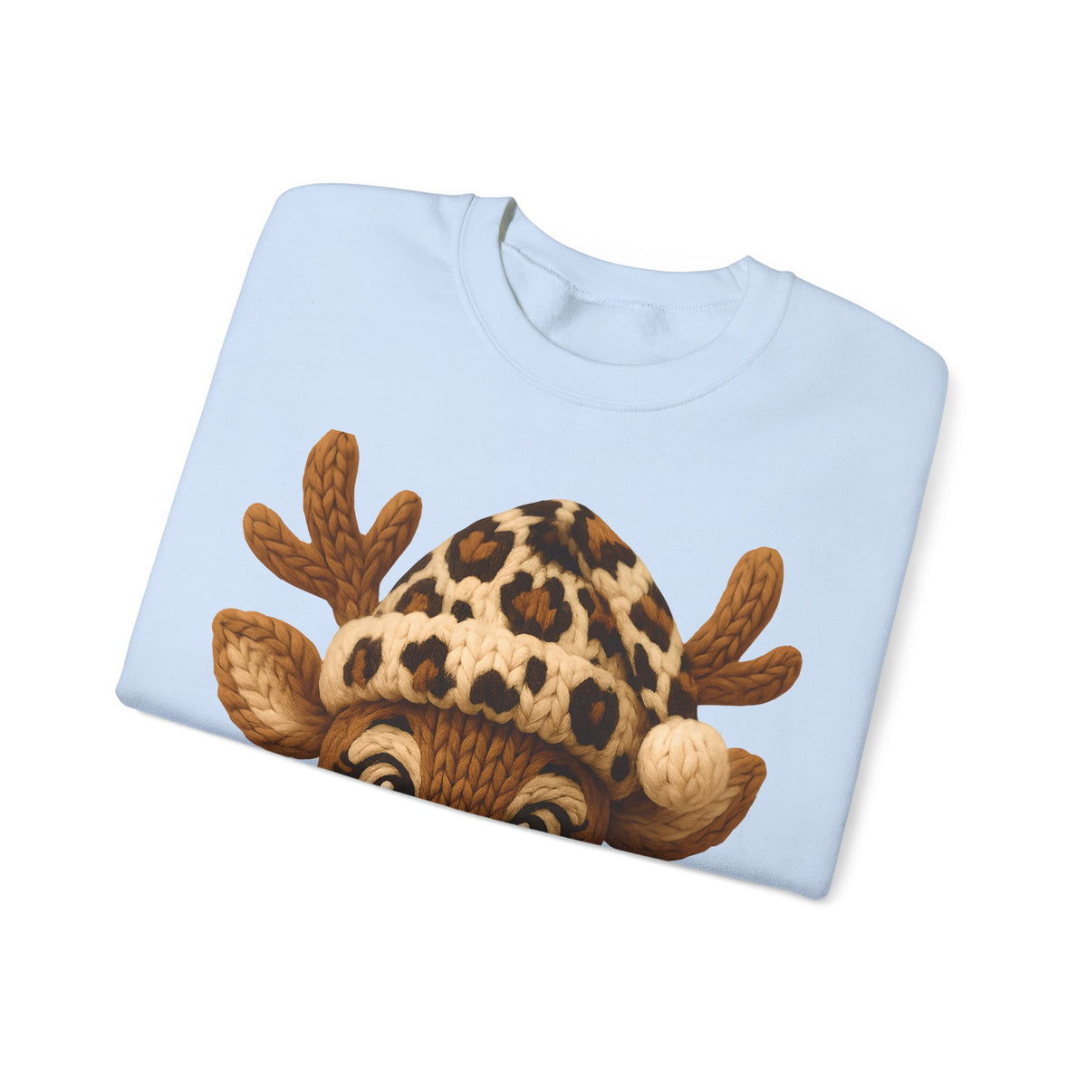 Rudolph Reindeer Leopard Santa Hat Christmas – Gildan Heavy Blend | Trendy Women’s Soft Sweatshirt. Direct to Garment. Printed & Shipped in the USA. Unisex Sizes.