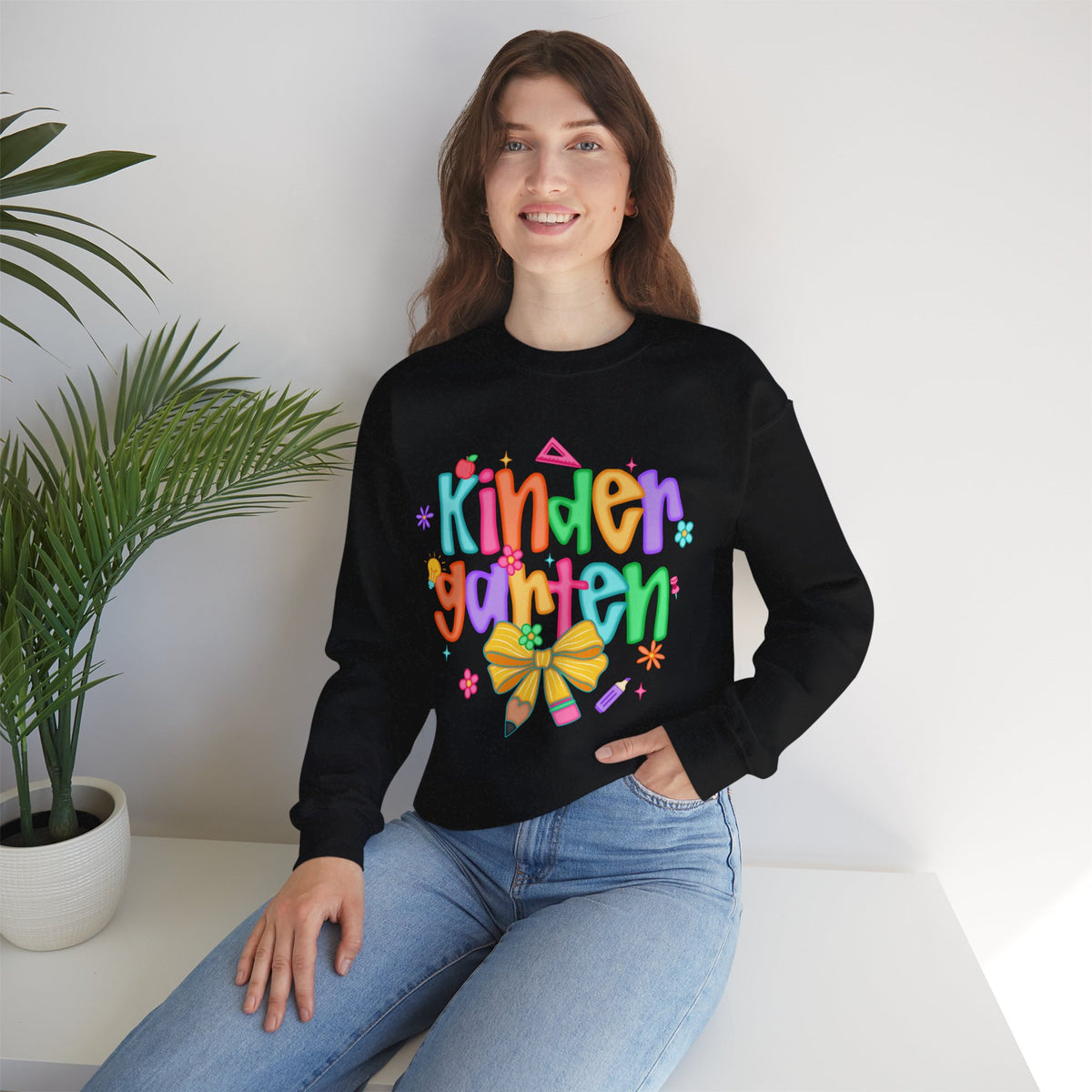 Coquette Kindergarten Pencil Bow – Gildan Heavy Blend | Trendy Women’s Soft Sweatshirt. Direct to Garment. Printed & Shipped in the USA. Unisex Sizes.