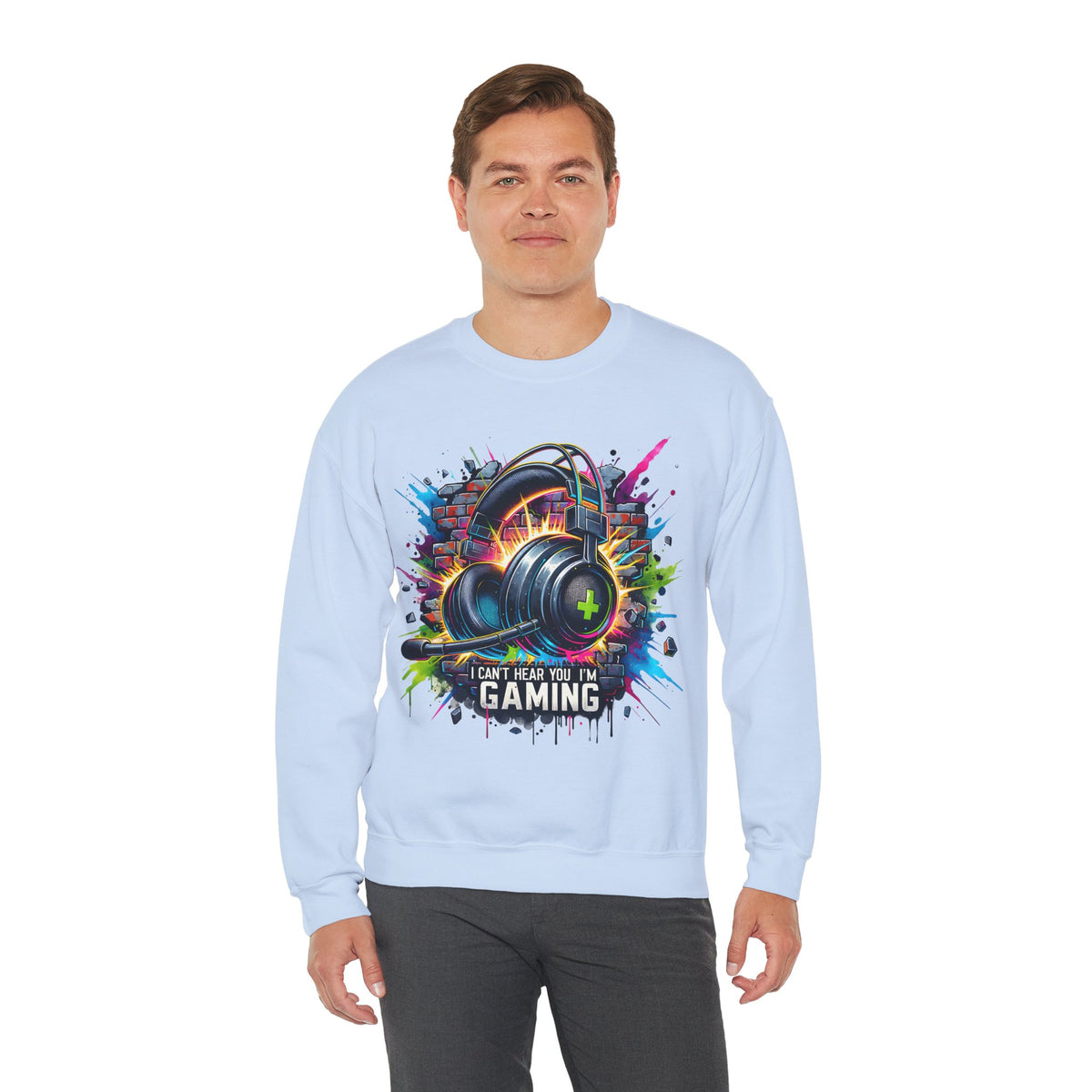 Gaming Headset I Can't Hear You, I'm Gaming – Gildan Heavy Blend | Trendy Women’s and Men's Soft Sweatshirt. Direct to Garment. Printed & Shipped in the USA. Unisex Sizes.