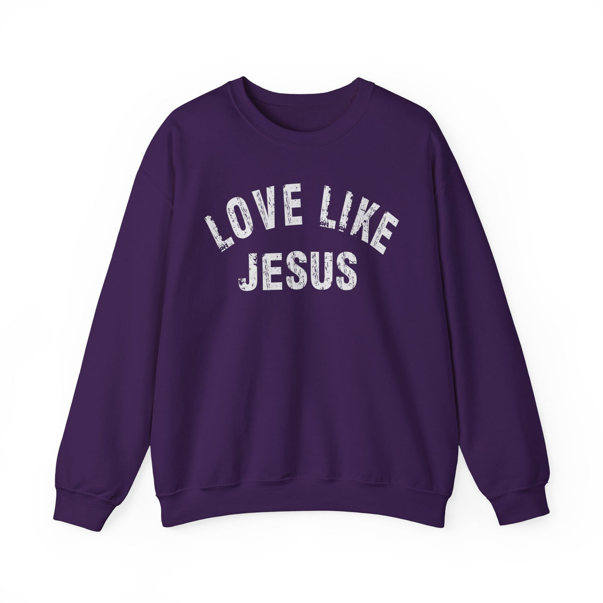 Love Like Jesus - Distressed – Gildan Heavy Blend | Trendy Men's and Women’s Soft Sweatshirt. Direct to Garment. Printed & Shipped in the USA. Unisex Sizes.