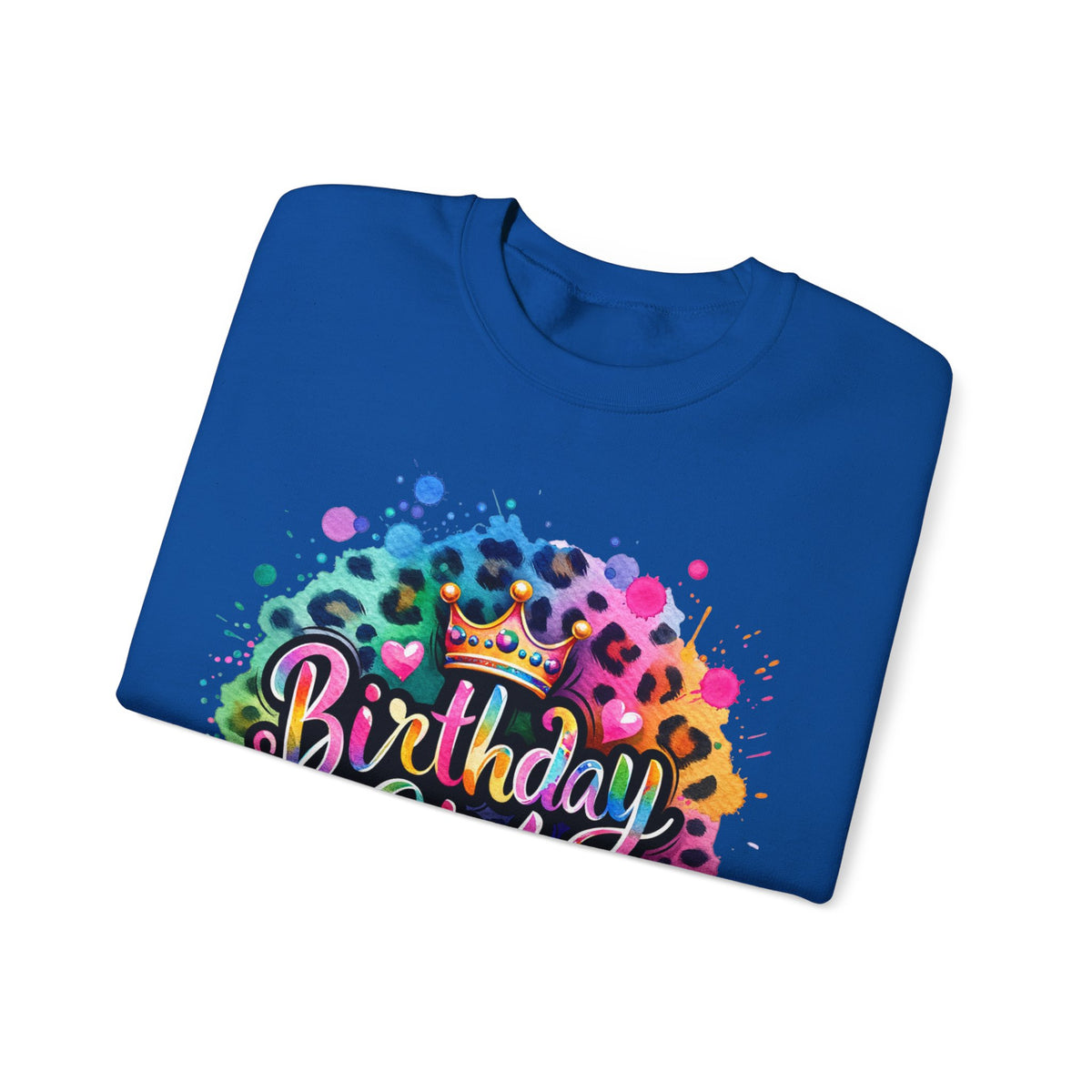 Birthday Girl, Neon Leopard – Gildan Heavy Blend | Trendy Women’s Soft Sweatshirt. Direct to Garment. Printed & Shipped in the USA. Unisex Sizes.