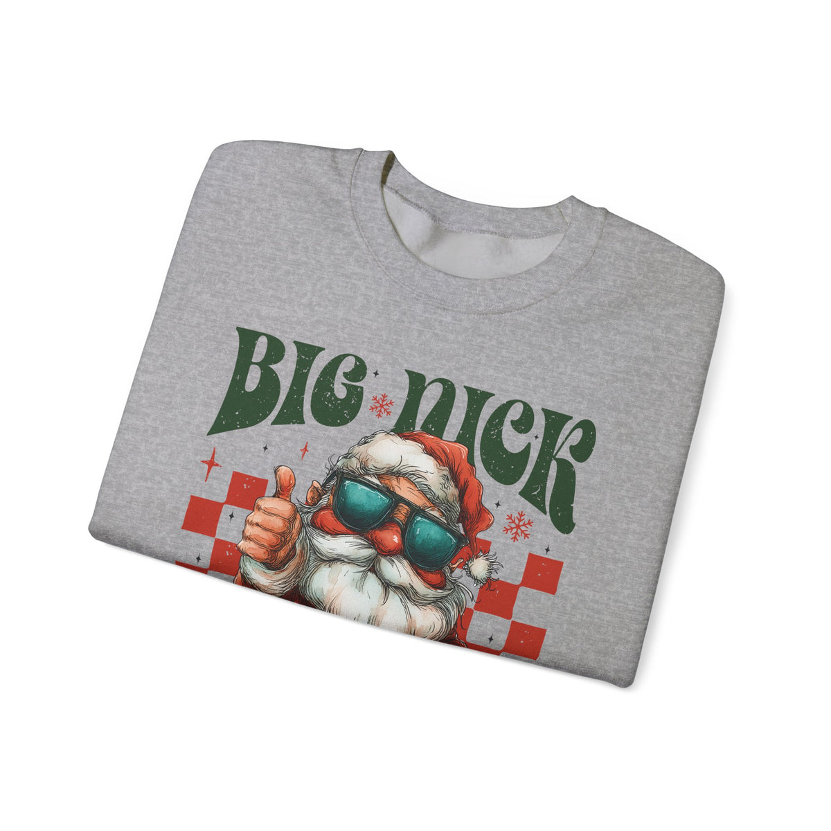 Big Nick Energy - Retro Santa Thumbs Up – Gildan Heavy Blend | Trendy Men's and Women’s Soft Sweatshirt. Direct to Garment. Printed & Shipped in the USA. Unisex Sizes.