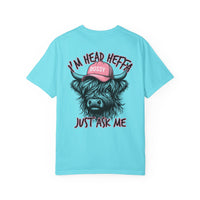 Head Heffa Highland Cow, Front & Back Print - Comfort Colors | Trendy Women's T-Shirt. Direct to Garment. Printed & Shipped in the USA. Unisex Sizes.